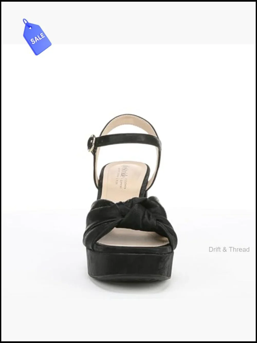 Women's Platform Heeled Sandal with Knotted Detail - Block Heel Open Toe